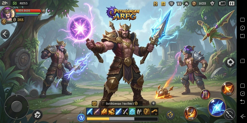 Screenshot utama 8055 menunjukkan pertempuran epik di dunia ARPG yang menakjubkan.