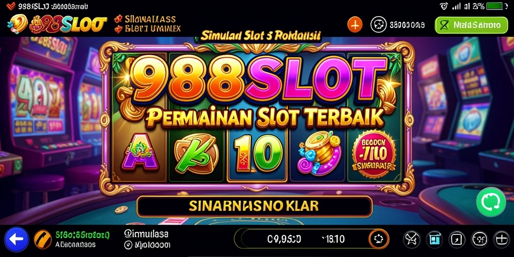 Screenshot utama 988SLOT menampilkan gameplay slot yang seru dan interaktif.