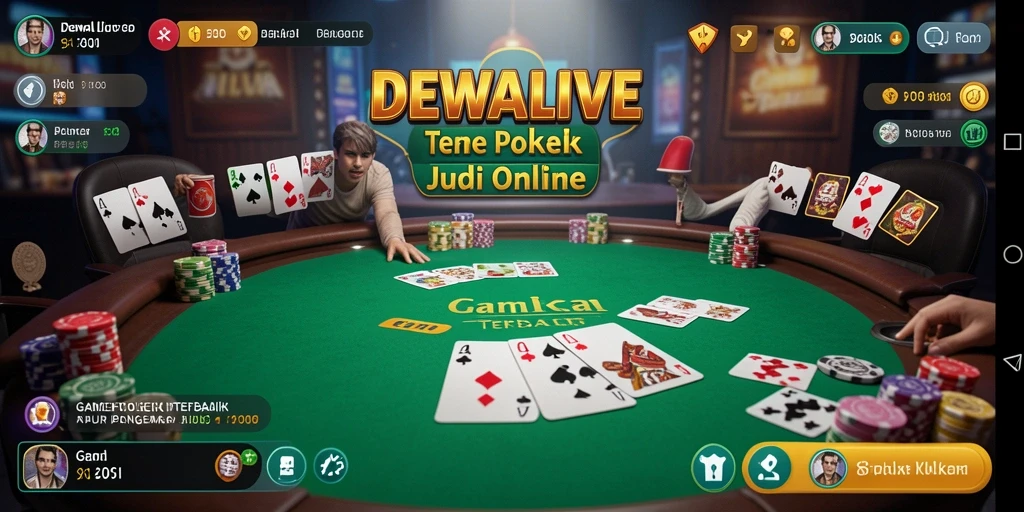 Tangkapan layar utama DEWALIVE menampilkan gameplay poker yang seru dan interaktif.