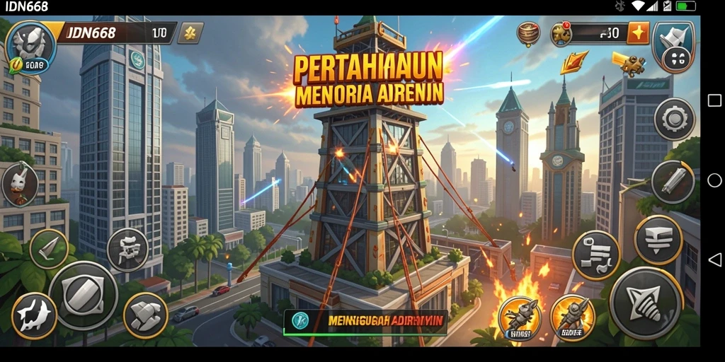 Gambaran gameplay Tower Defense yang epik dalam IDN668.