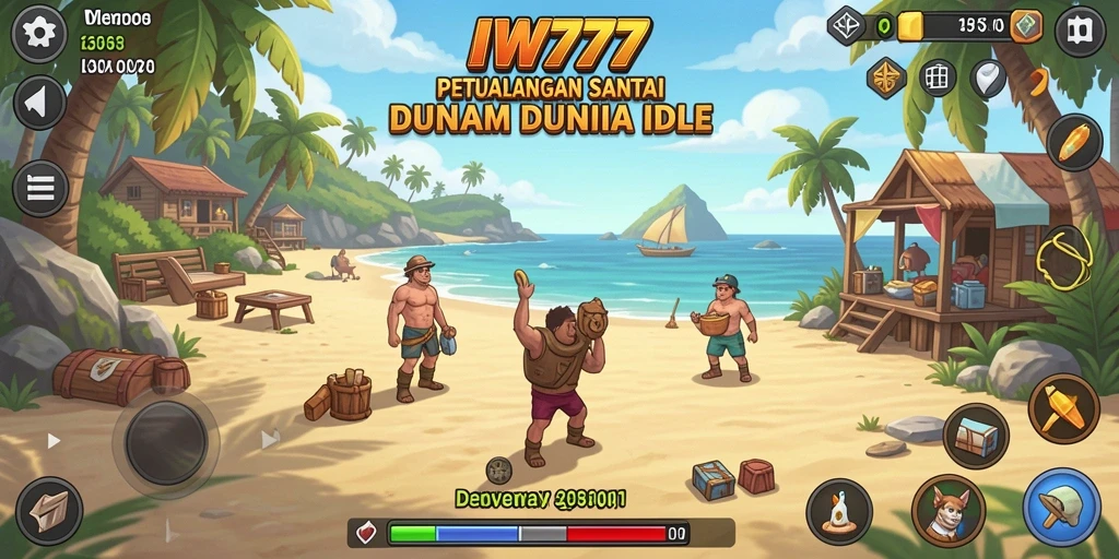 Gameplay IW777 yang menampilkan pengumpulan sumber daya otomatis.