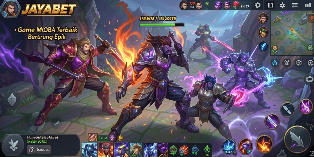 Tangkapan layar dari gameplay menegangkan di JAYABET, menunjukkan aksi MOBA yang intens.
