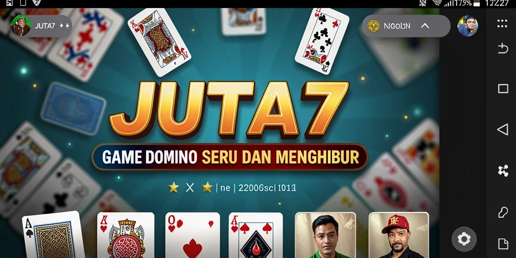 Tampilan gameplay seru dari JUTA7 yang menggambarkan pertandingan domino.