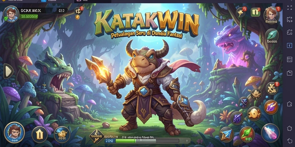 Tampilan gameplay KATAKWIN yang penuh aksi di dunia RPG.