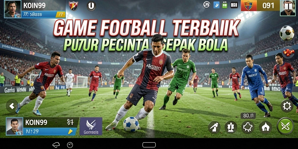 Screenshot gameplay KOIN99 yang memukau, menampilkan aksi sepak bola yang seru.