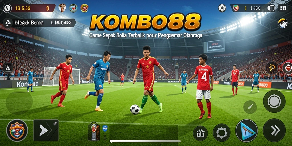Tampilan gameplay <strong>KOMBO88</strong> yang menegangkan dan penuh aksi di lapangan sepak bola.
