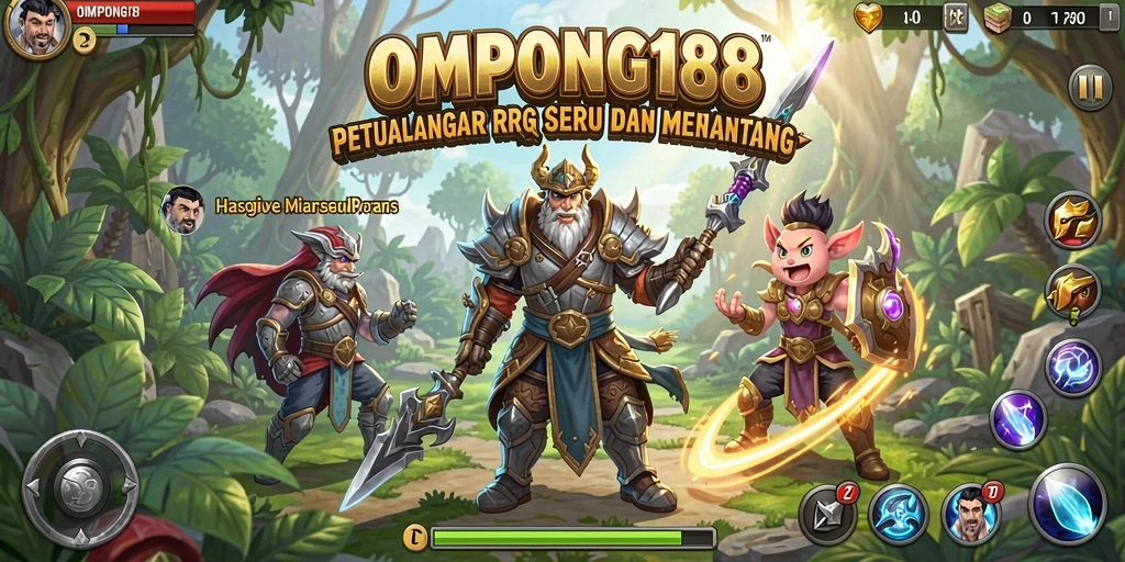Tampilan gameplay OMPONG188 dalam pertempuran RPG yang mendebarkan.
