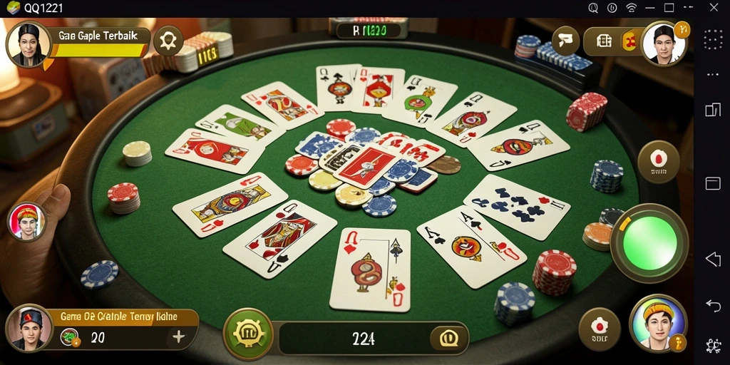 Tampilan gameplay menarik dari QQ1221 dalam bermain Gaple.
