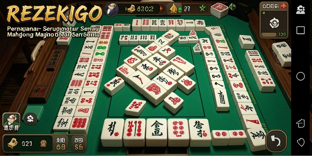 Screenshot utama REZEKIGO menunjukkan aksi bermain Mahjong yang menarik.
