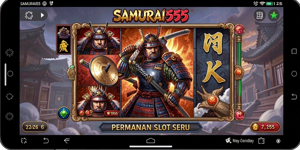 Tampilan menarik dari gameplay Slot SAMURAI555 dengan tema samurai.