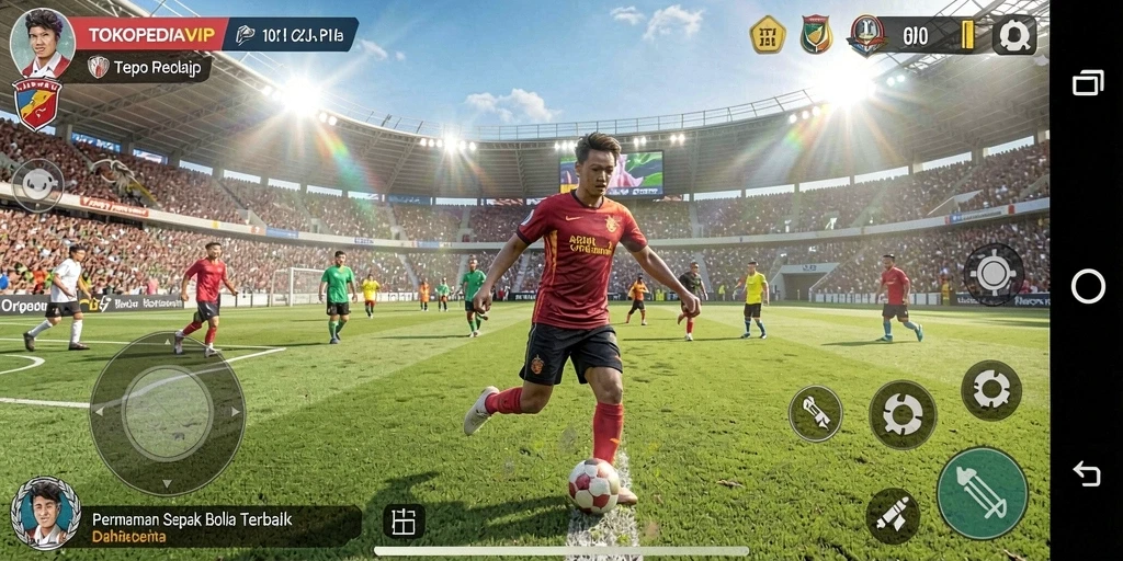 Tampilan gameplay <strong>TOKOPEDIAVIP</strong> yang mendebarkan dengan aksi sepak bola nyata.