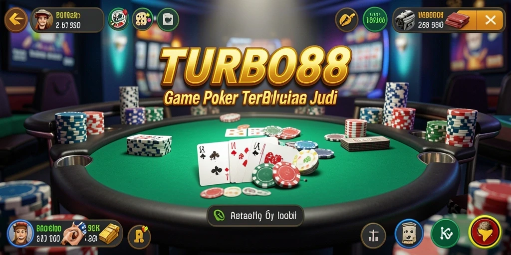 Tampilan gameplay poker yang mendebarkan di TURBO88.