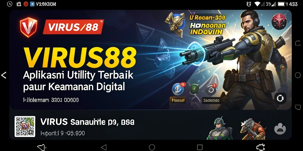 Tampilan antarmuka aplikasi VIRUS88 dengan fitur keamanan.