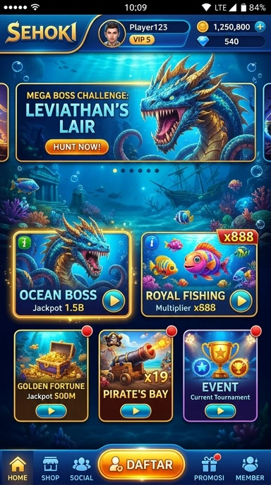 Screenshot aplikasi dengan berbagai kategori di sehoki.